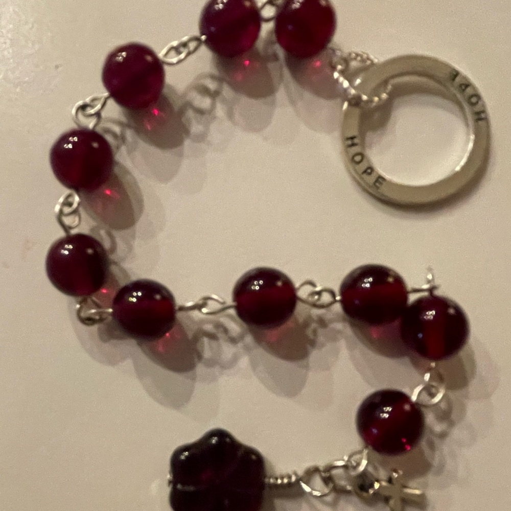 Silver and Red Beaded Prayer/Rosary Chain
